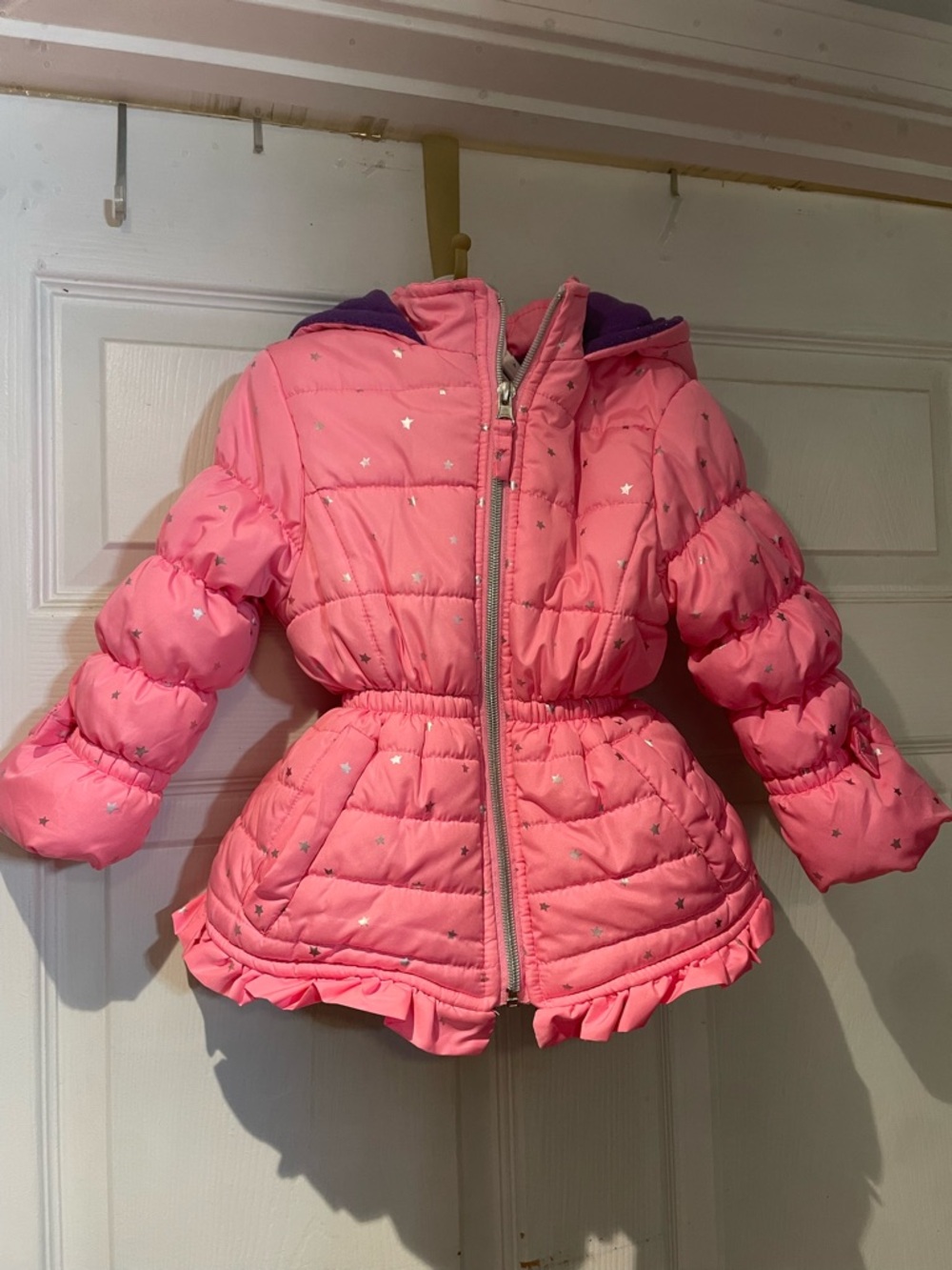 Pink Platinum Pink and Purple Girls Jacket with Flower Logo